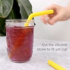 Foldable Degradable Reusable Straws Bpa Free Smoothie Straws With Cleaning Brush